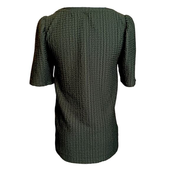 LOFT Blouse Top XS Green Light Waffle Gauzy Boho Work School Travel Basic Staple - Picture 7 of 7